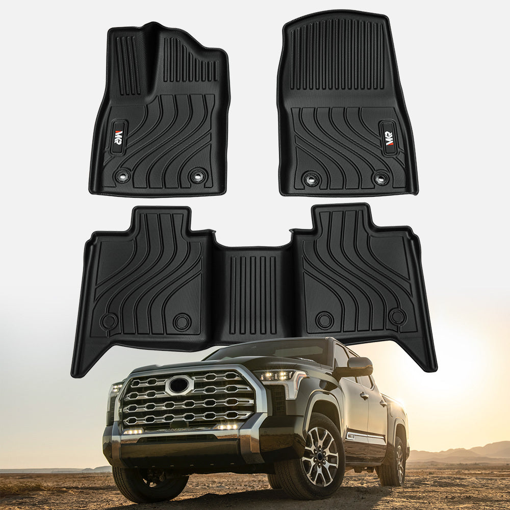 All-Weather TPE Front And Rear Row Floor Liners Floor Mats Fit For Toyota Tundra CrewMax Cab 2022-2025, Custom Fit Tundra Car Mats 20484